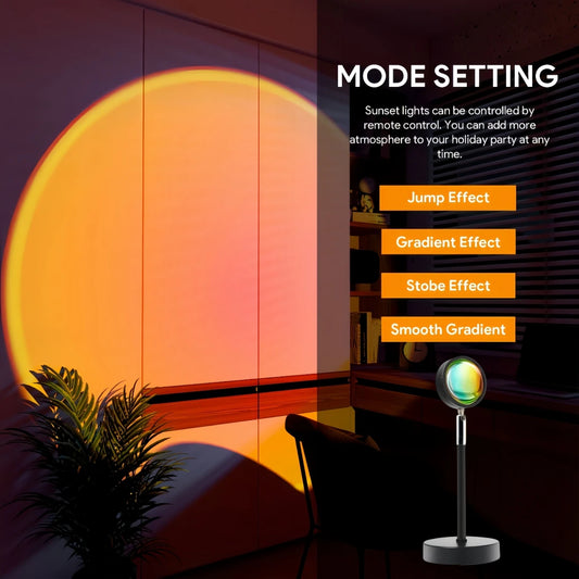 Sunset Lamp with Remote, Multicolor 180 Rotation Night Light