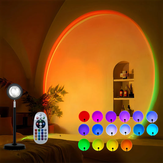 Sunset Lamp with Remote, Multicolor 180 Rotation Night Light